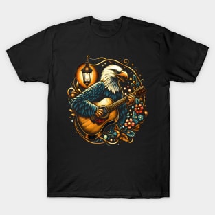 Melodic Flight: Eagle Strumming Guitar T-Shirt